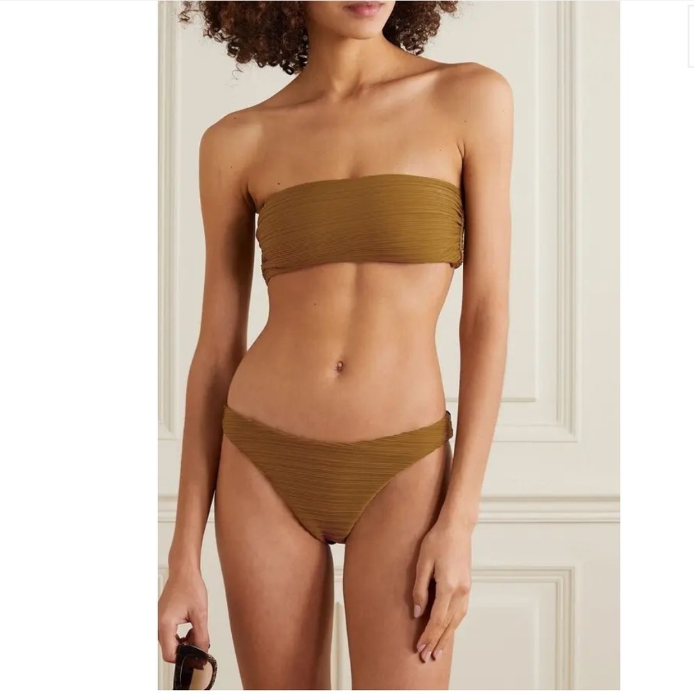 Mara Hoffman reva brown ribbed bikini bottom size SM new